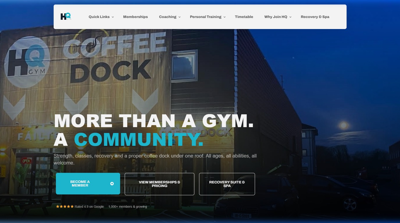 HQ Gym Fitness & Wellbeing Website Launch